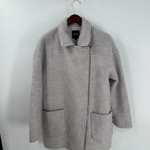 Jones New York Wool Blend Pockets Winter Outdoor Full Zip Coat Gray Size L